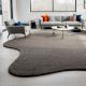 Handcrafted Solid Grey Organic Shape Modern Rug